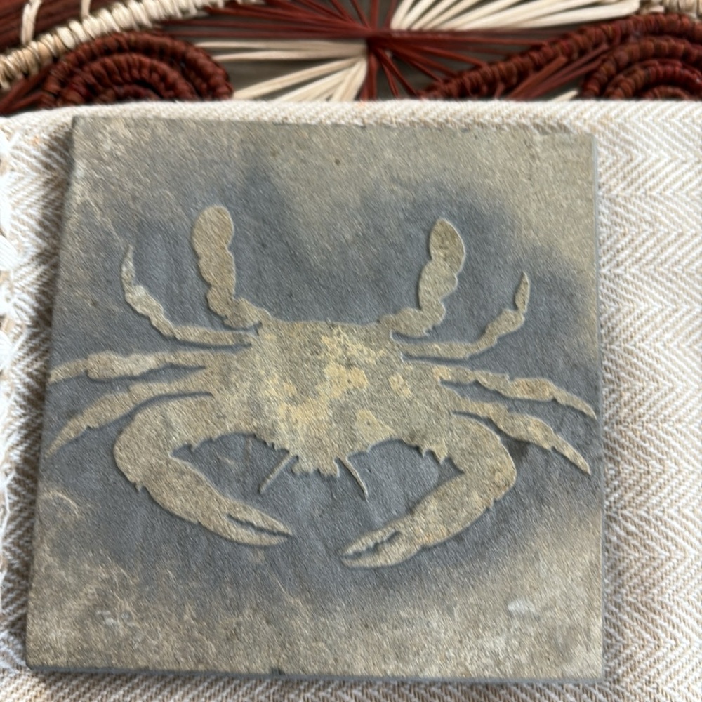 Crab Design Stone Coasters Set - Picture 2 of 6